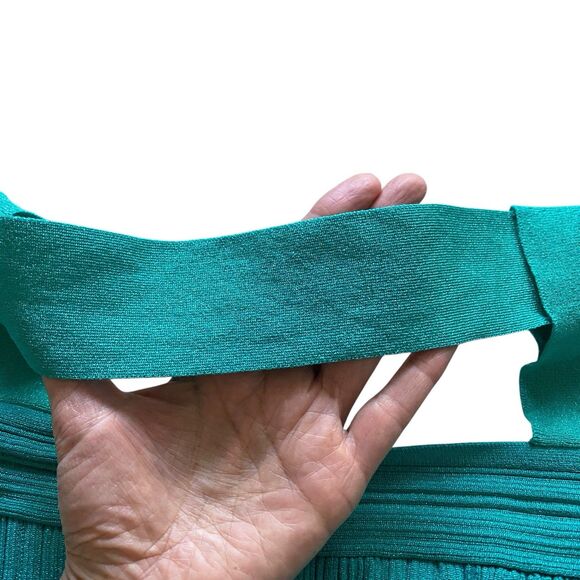 Harve Leger Ribbed Sweetheart Top M Green Long Sleeve Cropped Party Y2K $690 - Picture 6 of 12